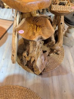 Live Edge Teak Root Side Table