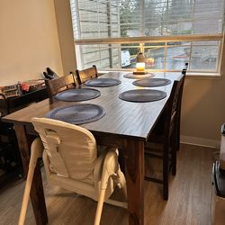 Solid Wood Dining Table + 4 Chairs