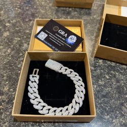 14mm Moissanite Cuban Bracelet 8”