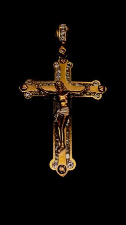 14K Gold Cross Pendant w/cz’s 21.1grms 3816 Steilacoom Blvd Lakewood WA Crown Jewelry