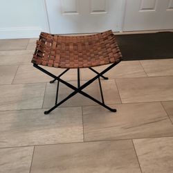 Iron and Leather Bench