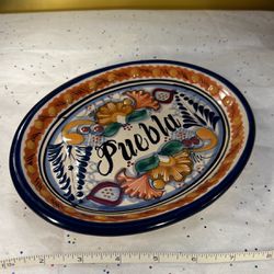 Talavera Pottery Dish Puebla Mexico Signed
