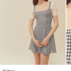 Reformation Black & White Gingham Mini Dress