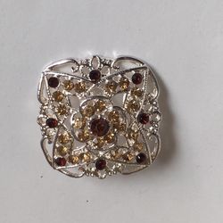 PRETTY SILVER TONE RHINESTONE BROOCH PIN ⭐️⭐️⭐️⭐️⭐️VINTAGE TO FASHION 