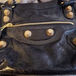 Black Balenciaga City With Raised Gold Hardware Chevre Leather 