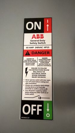 ON General Duty Safety Switch 60 AMP 240VAC HP15 DANGER