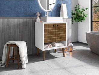 Manhattan Comfort Liberty 24” Bathroom Vanity with Sink – Modern Wood & White