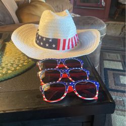 USA HAT AND SUNGLASSES. 9$ For Hat Sunglasses 4$ Each.  Or All For 18$