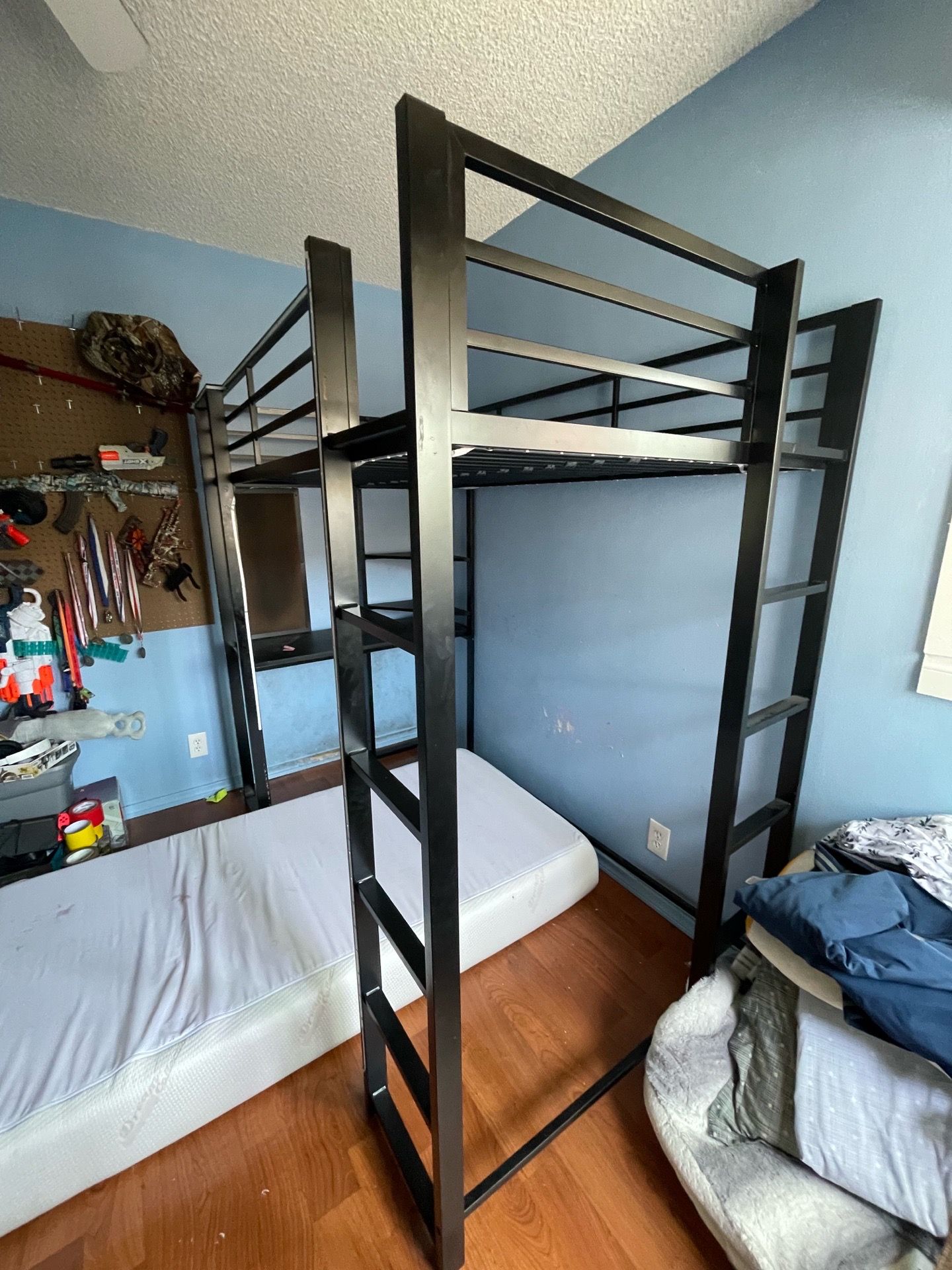 Twin bed with desk