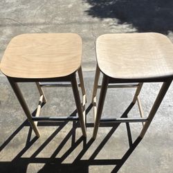 IKEA 2 White Oak Bar Stools 