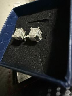 Moissanite 925 Sterling Silver Ice Cube 3D Earrings