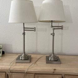 2 Brushed Nickel Table Lamps- 26-31 In. tall
