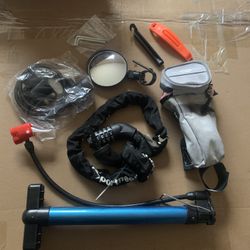 Bike Accessories Kit Pump Lock Tools Bag