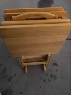 (5) piece wood tv tray set