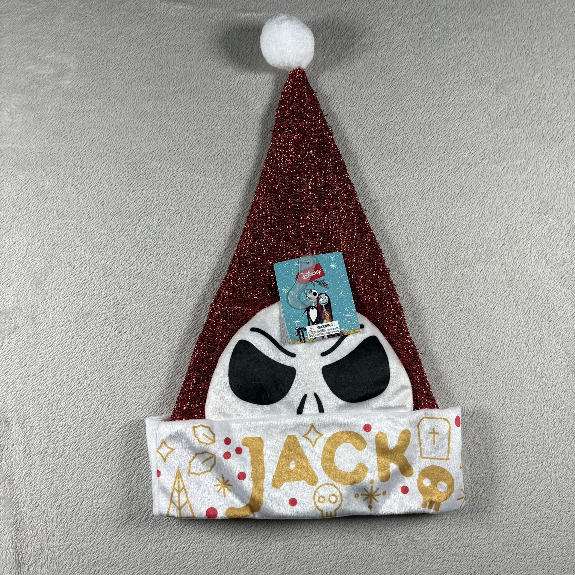 Disney Nightmare Before Christmas Jack Skellington Christmas Santa Hat Red NWT
