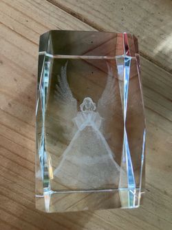 3D Laser Engraved Crystal Angel Paperweight