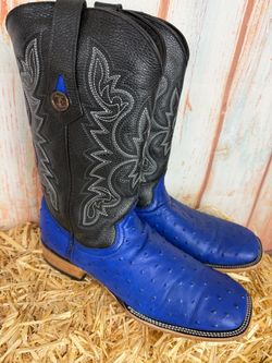 Cowboy boots size 12.5 BLUE OSTRICH PRINT