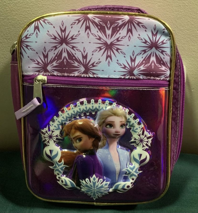 New no tags Disney Frozen 3D holographic Princess Elsa and Anna deluxe insulated lunch bag