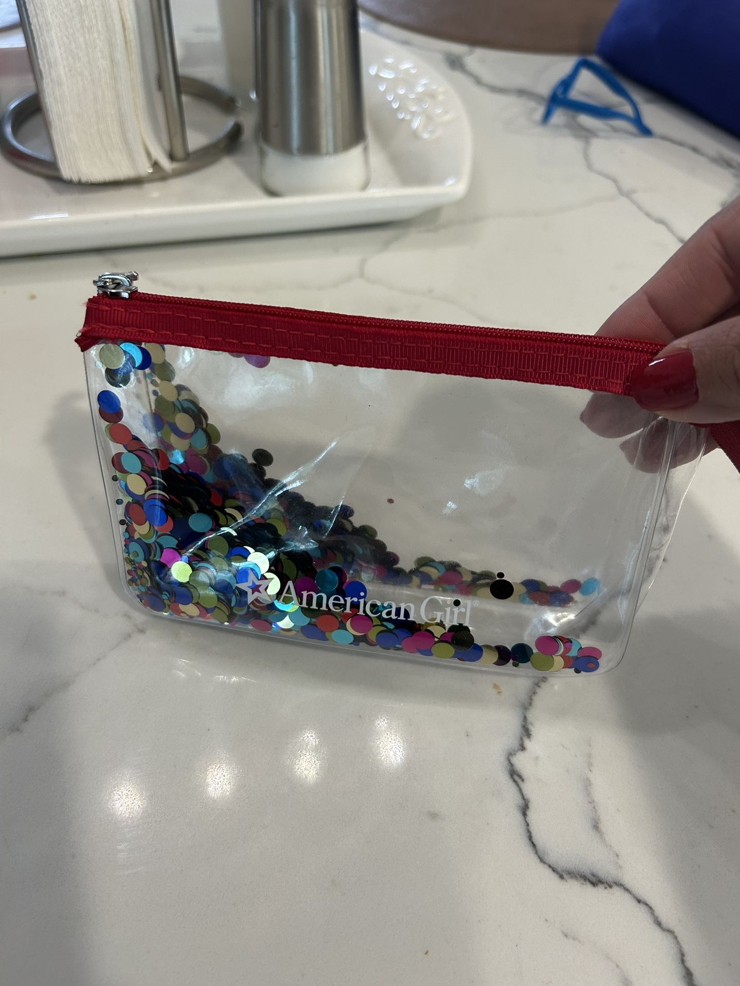 American Girl SPARKLING SEQUINS CONFETTI WRISTLET Purse For Girls Zip 5.75x3.5"