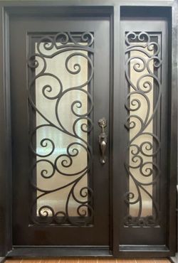 Wrought iron entry doors