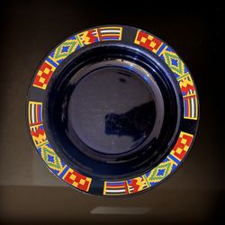 Blue Arcoroc France Kente Flag Soup, Salad, Pasta Bowl