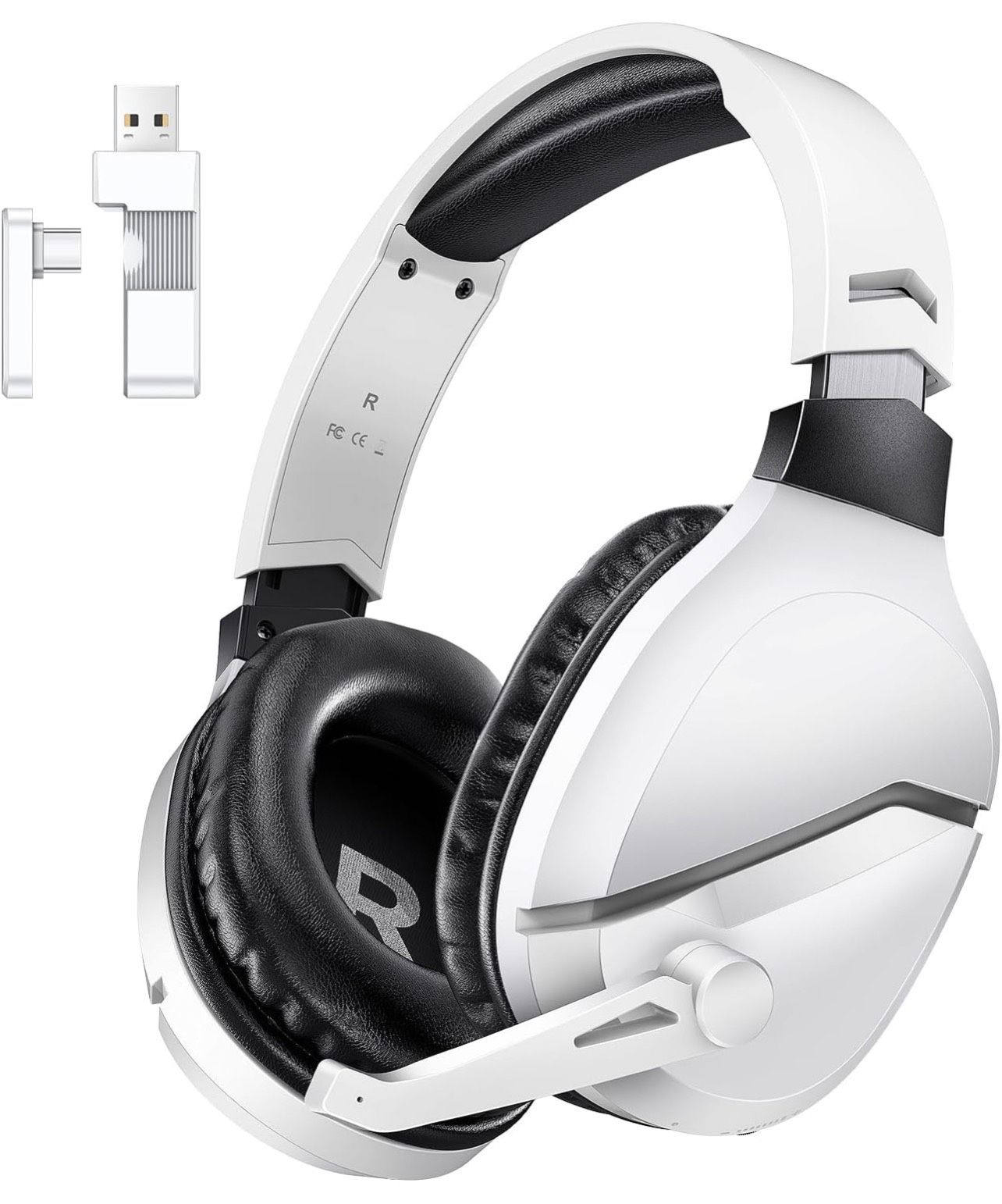 Wireless Gaming Headset with Noise Canceling Microphone for PS5, PC, PS4, 2.4G/Bluetooth Gaming Headphones with USB and Type-c Connector, Wired Mode f