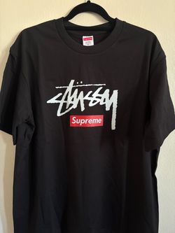 supreme x stüssy graphic black t-shirt