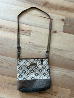 Myra Bag Enchanting Upcycled Aztec Rug Cowhide Leather Boho Crossbody Bag
