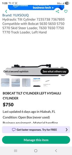 BOBCATLEFT TILT CYLINDER