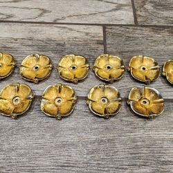 10 vintage gold plated floral drawer pulls