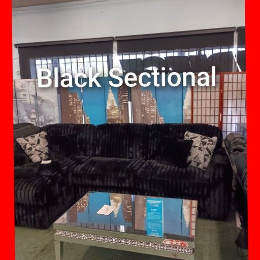 Black Corduroy Sectional