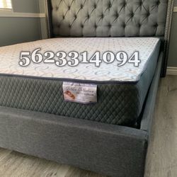Gray Queen Bed With Nice 10” Orthopedic Supreme Mattress Included 📍 