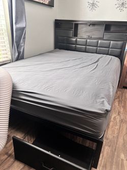 Black Queen Bed Frame with Storage