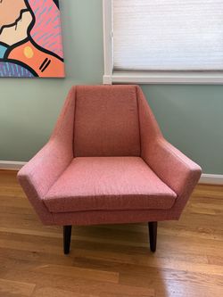 Pair of Article “Angle” Mid-Century Lounge Chairs — Rosehip Orange ($798 new)