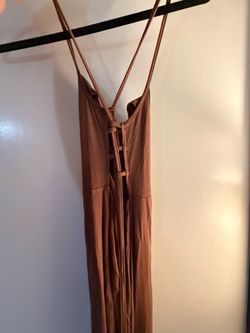 Brown long dress with side slit