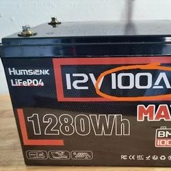Brandnew Humsienk 12V 100Ah Lithium LifePO4 MAX battery in factory sealed box 100% new 100% good