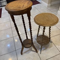 Vintage Solid Oak Circular Carved Leg Plant Stand 40”H 29”H
