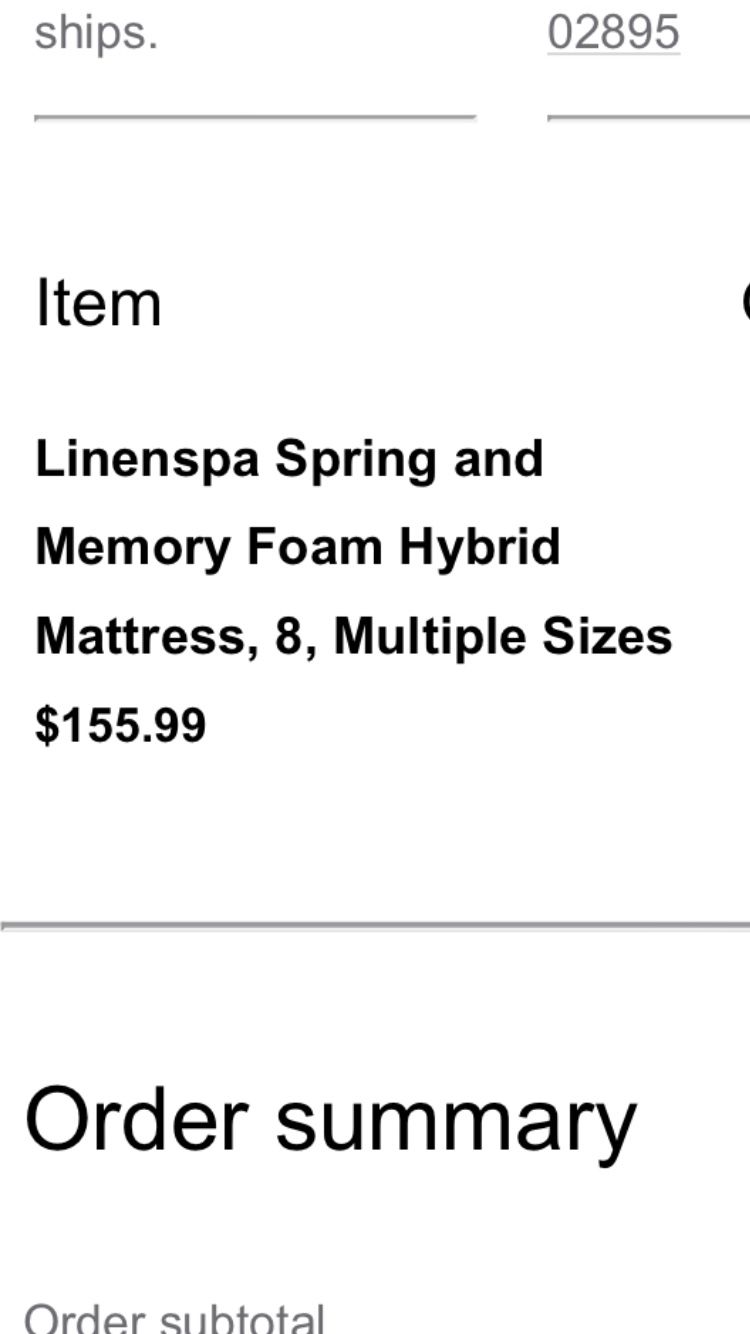 Linenspa Spring and Memory Foam Hybrid Mattress, 8”, Multiple Sizes + Mainstays 14"High Profile Foldable Steel Bed Frame, Powder-coated Steel, Queen