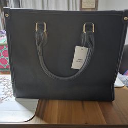 Black tote bag with strap