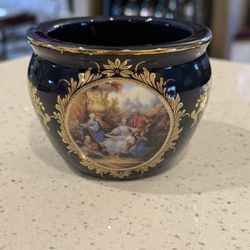 Beautiful Limoges Small Victorian Scene Planter