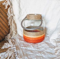 jute rope and glass candle holder vase