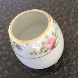 Vintage Nippon Pink Porcelain Egg Planter Vase w/Gold Trim