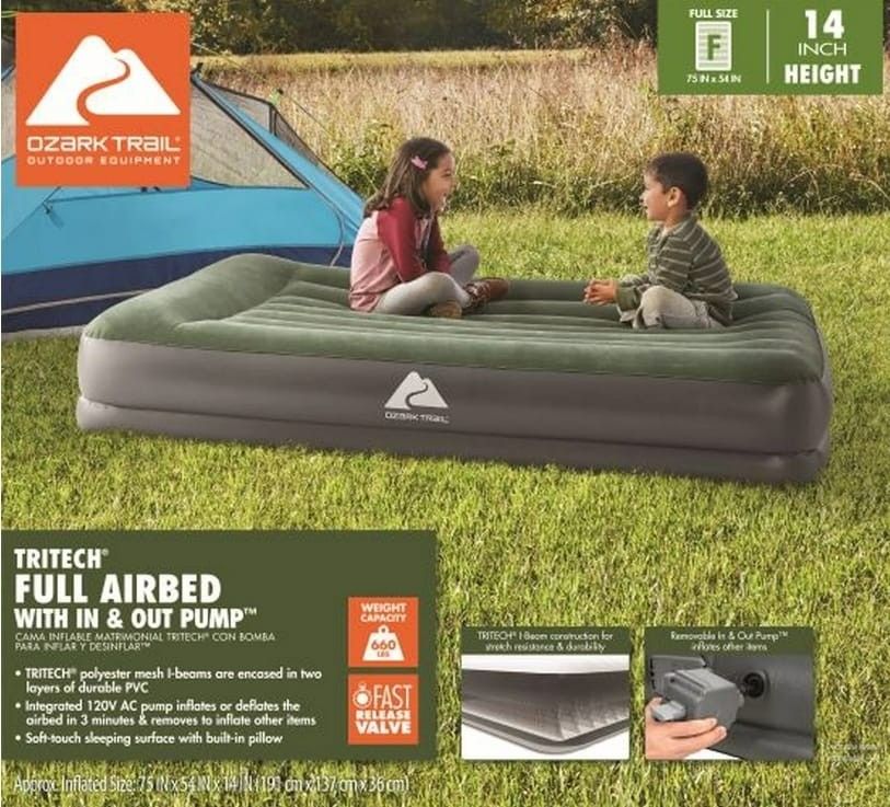 Ozark Trail Tritech Airbed Full 14 inch with in & out Pump