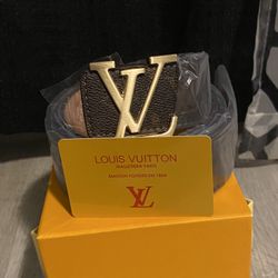 Gold Louis Vuitton Buckle Brown Belt