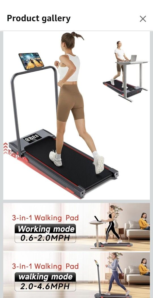 Walking Pad Treadmill with Incline and Handle Bar, 7.5MPH Under Desk Treadmill for Home Office, 360 Lbs Capacity Portable Treadmills with Remote Contr