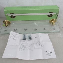 IKEA "JARFJORD" Bathroom Glass Shelf Polished Brass Glass Shelf FOE 95

New 
