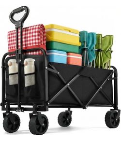 Collapsible Wagon 220 lbs, Heavy Duty Wagon Carts Foldable, Portable Wagons for Groceries, Beach Car