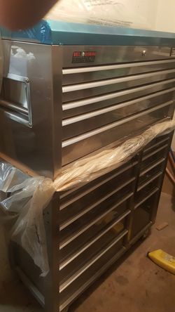 Stainless steel tool box filled with new craftsman tools! On wheels!