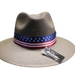 Panama Hat The Old beristain size XL Mens & Womens NEW Dark Brown in color , Straw, USA Flag Band, New!