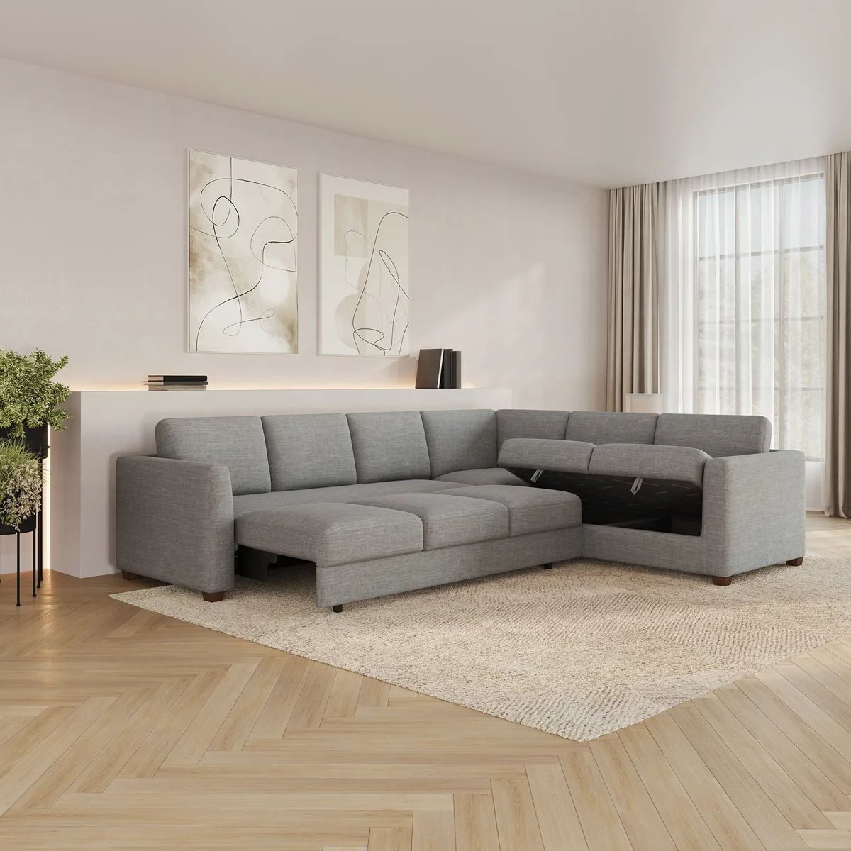 Thomasville Caler Convertible Sleeper Sectional with Storage — brand new in box